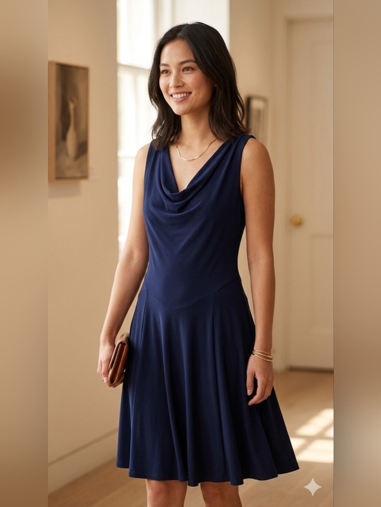 Ralph Lauren Dresses & Skirts - Ralph Lauren Navy Sleeveless Cowl-Neck Midi Dress